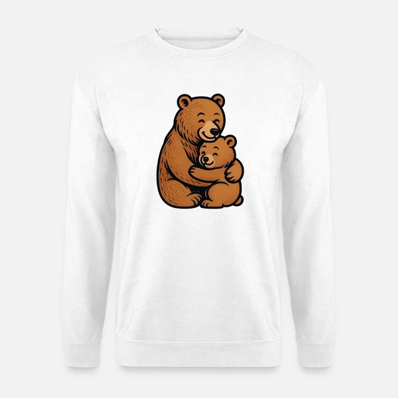 Brown Bears Hug Cuddly Drawing - Unisex Sweatshirt - white