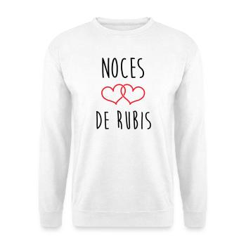 Noce de Rubis 35 ans de mariage - Sweat-shirt Unisexe - blanc - Devant