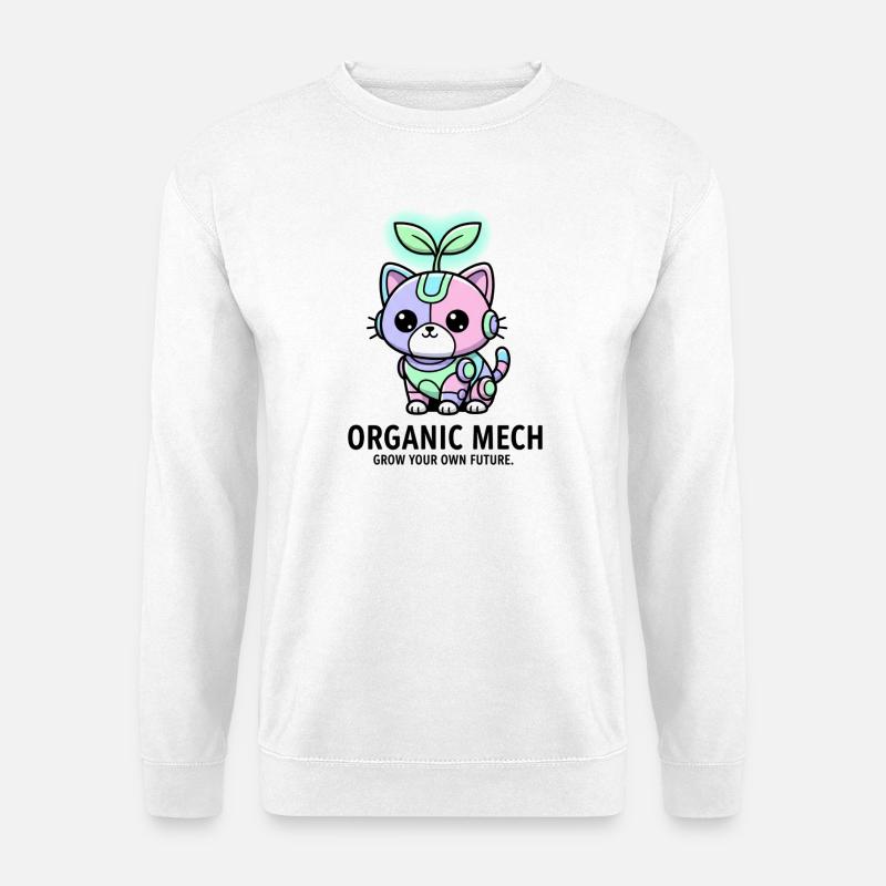 Kawaii Biopunk Roboter Kätzchen-Sprossen-Kunst - Unisex Pullover - Weiß