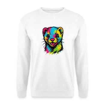 aFarbenfrohe Frettchenporträt-Pop-Art-Spaßstil. - Unisex Pullover - Weiß - Vorne