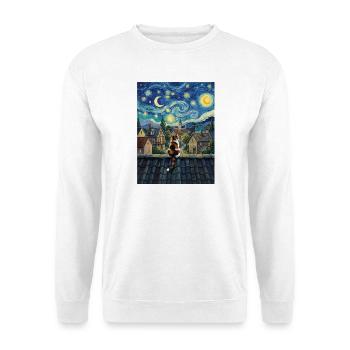 Starry Night Village Cat Van Gogh Art - Unisex Sweatshirt - white - Front