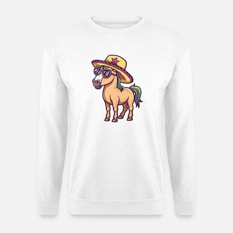 Pferd Lustig Sombrero - Unisex Pullover - Weiß
