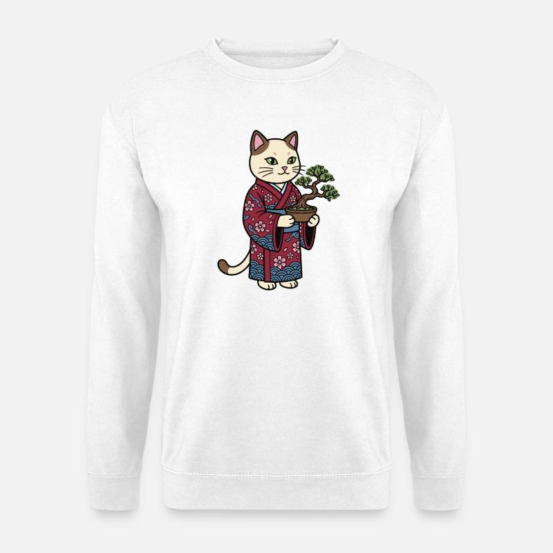 cat japanese - Unisex Sweatshirt - white
