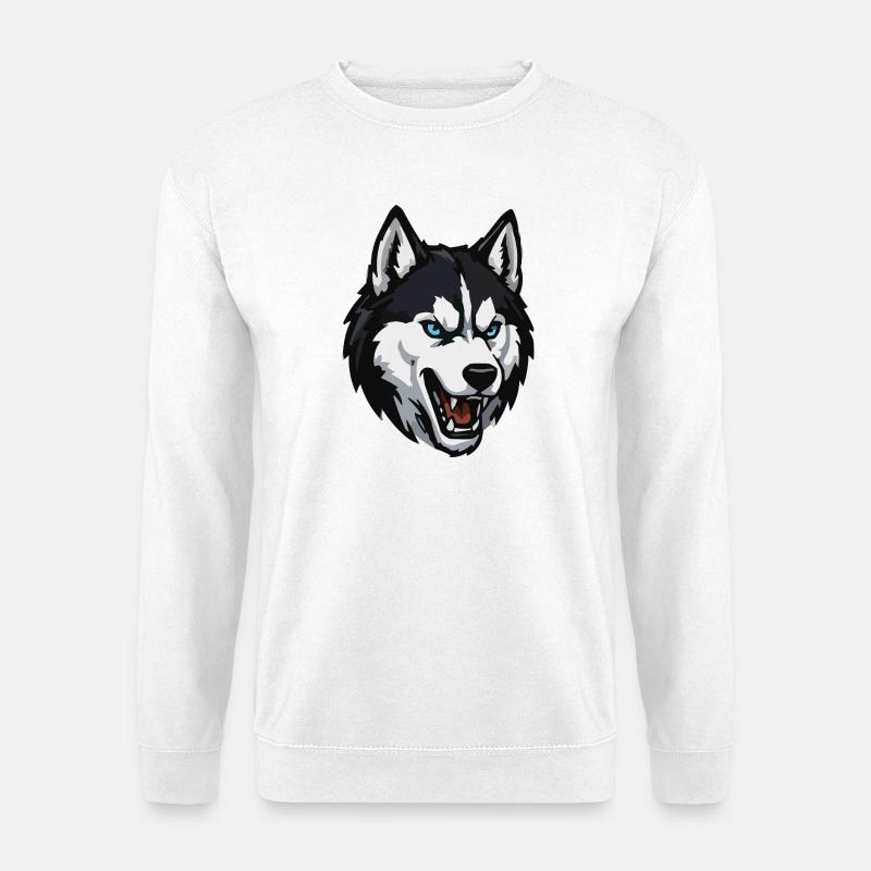Wolfskopf mit blauem Blick - Unisex Pullover - Weiß