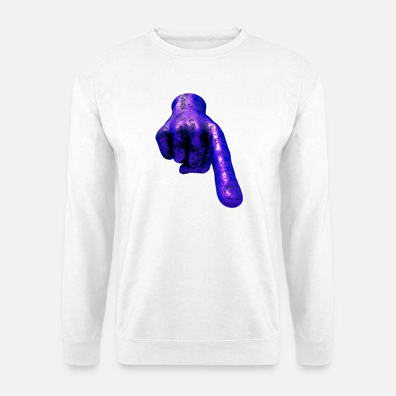 Blaumetallische Faust im Fokus - Unisex Pullover - Weiß