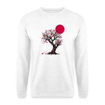 Karmesinblüten-Mondbaum - Unisex Pullover - Weiß - Vorne