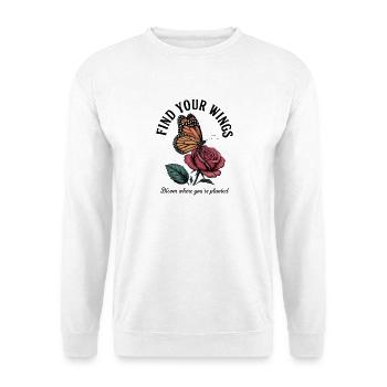 Butterfly over a rose: wings and flower - Unisex Sweatshirt - white - Front