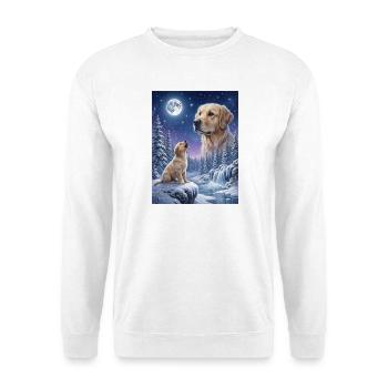 Hurler au mème de la lune Chien Golden Retriever - Sweat-shirt Unisexe - blanc - Devant