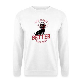 Süßer Hund mit Kopfhörern Musik Liebhaber - Unisex Pullover - Weiß - Vorne