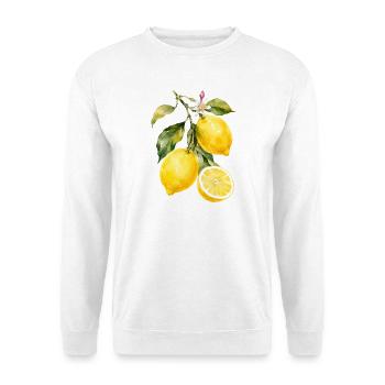 Zitronen Aquarell Motiv - Unisex Pullover - Weiß - Vorne
