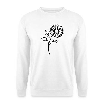 Sonnenblume One Line Blumenmotiv - Unisex Pullover - Weiß - Vorne