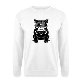 Bulldogge mit Sonnenbrille - Unisex Pullover - Weiß - Vorne