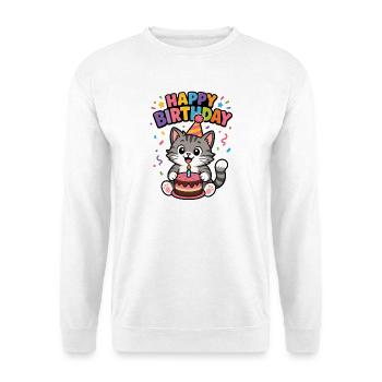 Happy Birthday cat - Unisex Sweatshirt - white - Front