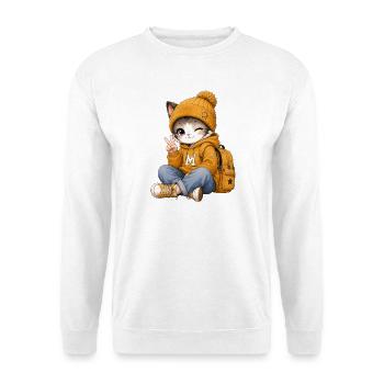 Kawaii kitten in yellow hoodie - Unisex Sweatshirt - white - Front