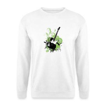 Grafische, florale grüne Gitarre - Unisex Pullover - Weiß - Vorne