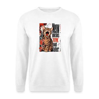 Meow Means 'Now', Not Later – Lautstarke Bengal - Unisex Sweatshirt - white - Front