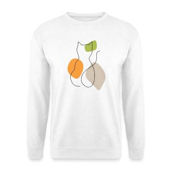 Chat au trait aux formes pastel - Sweat-shirt Unisexe - blanc - Devant