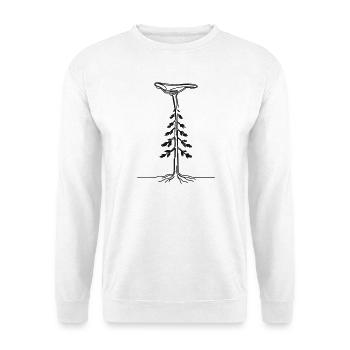 Fahrradsattel Line Art - Unisex Pullover - Weiß - Vorne - Alina (178cm) & Michal (187cm)