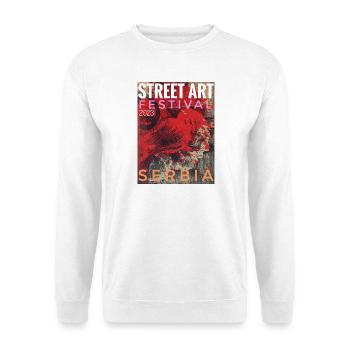Street Art Festival Serbia 2023 - Unisex Pullover - Weiß - Vorne - Alina (178cm) & Michal (187cm)