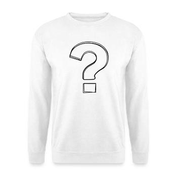 Fragezeichen handgezeichnet - Unisex Pullover - Weiß - Vorne - Alina (178cm) & Michal (187cm)