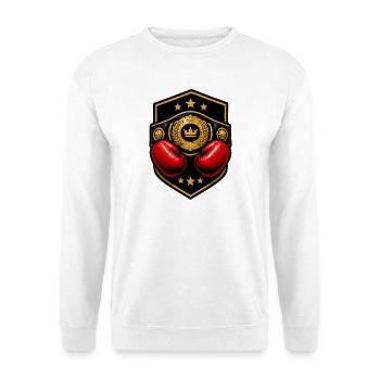 Königskämpfer Shield Boxen - Unisex Pullover - Weiß - Vorne - Alina (178cm) & Michal (187cm)