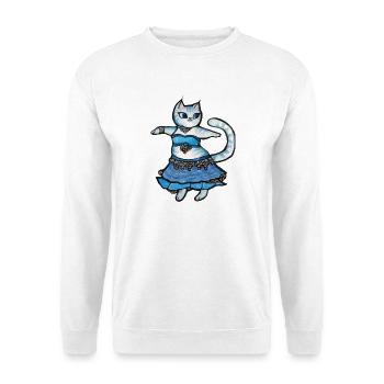 Blaues Kleid Katzendoodle - Unisex Pullover - Weiß - Vorne - Alina (178cm) & Michal (187cm)
