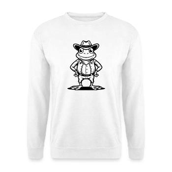Cowboy-Frosch - Unisex Pullover - Weiß - Vorne - Alina (178cm) & Michal (187cm)