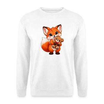 Kawaii-Fuchs mit Teddybär - Unisex Pullover - Weiß - Vorne - Alina (178cm) & Michal (187cm)