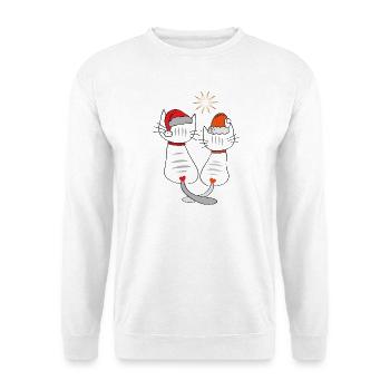 Weihnachtskatzen  - Unisex Pullover - Weiß - Vorne - Alina (178cm) & Michal (187cm)