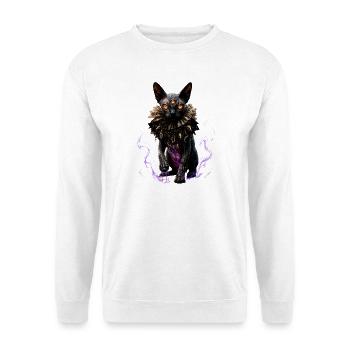 Dreiäugige Katze im gotischen Kragen - Unisex Pullover - Weiß - Vorne - Alina (178cm) & Michal (187cm)