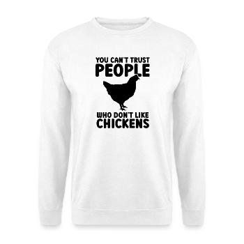 Huhn Humor Sarkasmus - Unisex Pullover - Weiß - Vorne - Alina (178cm) & Michal (187cm)