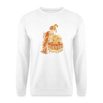 Die Skelett-Wahrsagerin mit der Kristallkugel - Unisex Pullover - Weiß - Vorne - Alina (178cm) & Michal (187cm)