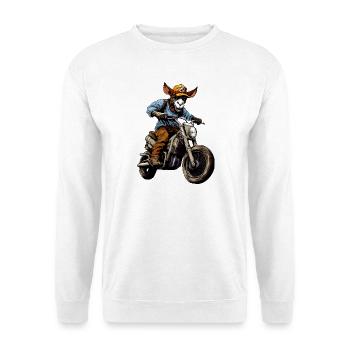 Motorrad Esel - Unisex Pullover - Weiß - Vorne - Alina (178cm) & Michal (187cm)