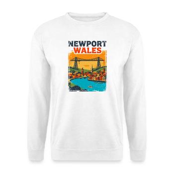 Retro Newport Wales City Skyline Sept - Unisex Pullover - Weiß - Vorne - Alina (178cm) & Michal (187cm)