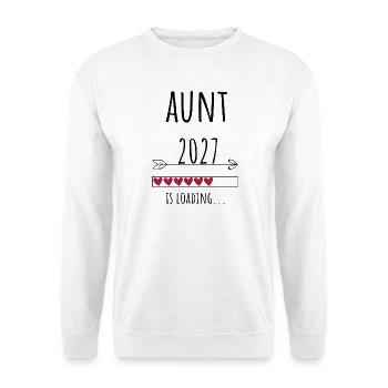 Pregnancy Announcement – Tante 2027 Geschenk - Unisex Pullover - Weiß - Vorne - Alina (178cm) & Michal (187cm)