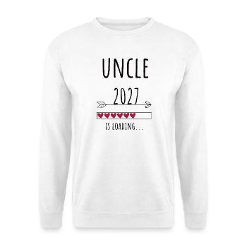 Pregnancy Announcement – Onkel 2027 Geschenk - Unisex Pullover - Weiß - Vorne - Alina (178cm) & Michal (187cm)