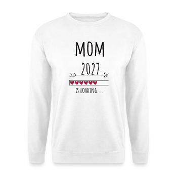 Pregnancy Announcement – Mama 2027 Geschenk - Unisex Pullover - Weiß - Vorne - Alina (178cm) & Michal (187cm)