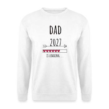 Pregnancy Announcement – Papa 2027 Geschenk - Unisex Pullover - Weiß - Vorne - Alina (178cm) & Michal (187cm)