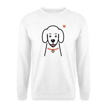 Süßer Hund mit rotem Halsband und Herz - Unisex Pullover - Weiß - Vorne - Alina (178cm) & Michal (187cm)
