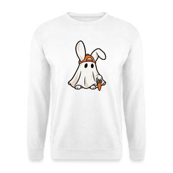 Geisterkaninchen mit Mütze. Süßes Halloween - Unisex Pullover - Weiß - Vorne - Alina (178cm) & Michal (187cm)