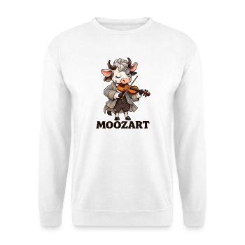 Cute Cow Mozart Wortspiel Klassische Musik Geiger Kunst - Unisex Pullover - Weiß - Vorne - Alina (178cm) & Michal (187cm)