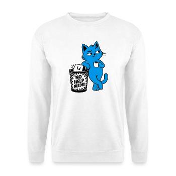 Chat-Geek-Rebell – Keine Hilfe gebraucht - Unisex Pullover - Weiß - Vorne - Alina (178cm) & Michal (187cm)