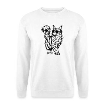 Maine Coon mit Sonnenbrille – Cooler Katzenlook - Unisex Pullover - Weiß - Vorne - Alina (178cm) & Michal (187cm)