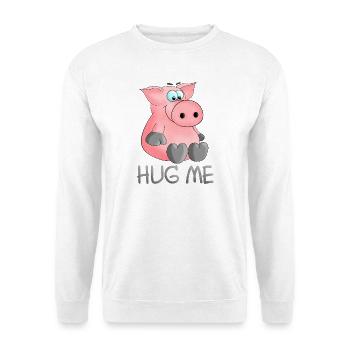 Umarmung - hug me pig - Unisex Pullover - Weiß - Vorne - Alina (178cm) & Michal (187cm)