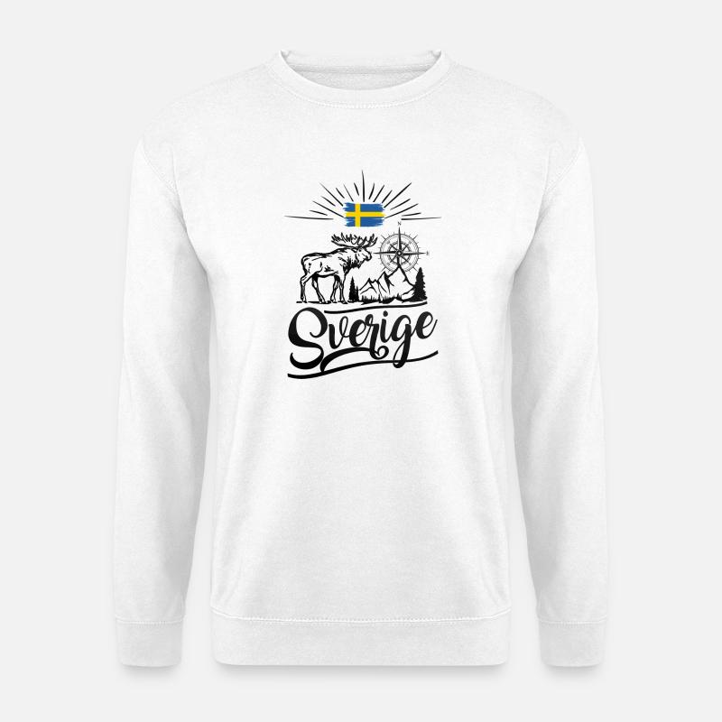 Schweden Flagge Berge Elch Sverige Design - Unisex Pullover - Weiß