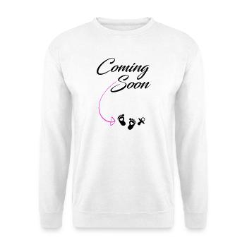 Schwanger Schwangerschaft Mädchen Geburt - Unisex Pullover - Weiß - Vorne - Alina (178cm) & Michal (187cm)