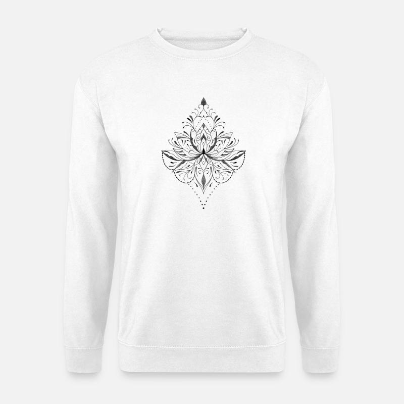 Dekorative Lotusblume orientalische Mandala-Perlen - Unisex Pullover - Weiß