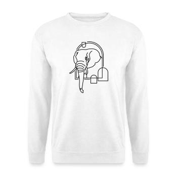 Elefant in geometrischer Form - Line-Art-Design - Unisex Pullover - Weiß - Vorne
