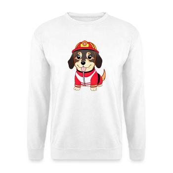 Welpe, Hund als Feuerwehrmann - Unisex Pullover - Weiß - Vorne