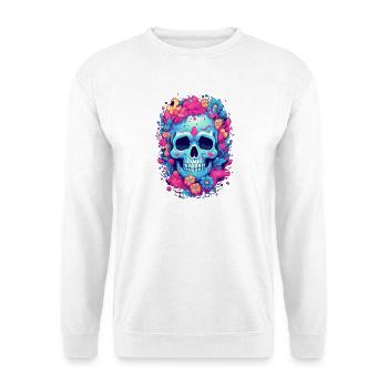 Schädel Tod Totenkopf Farbig Bunt - Unisex Pullover - Weiß - Vorne